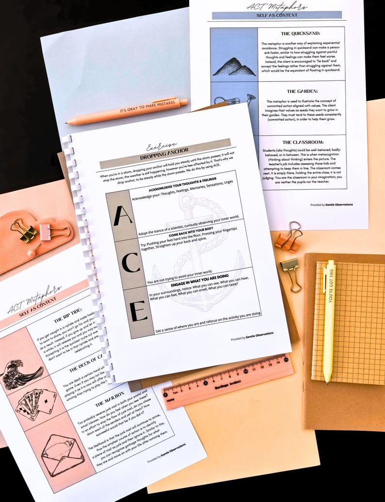 various educational materials, including a notebook, a worksheet, and a ruler, all arranged on a desk.