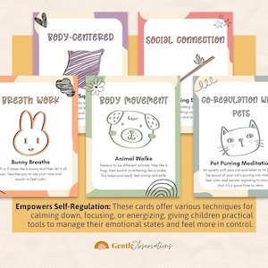 Somatic Therapy Coping Skill Cards arranged in a grid format on a desktop computer screen, emphasizing their digital accessibility for CPTSD and emotional regulation.