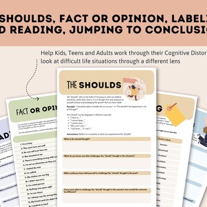Cognitive Distortion Worksheets, Thinking Errors Flashcards, Unhelpful Thinking Patterns Workbook, CBT Worksheets, CBT Therapy, Anxiety Tool image 5