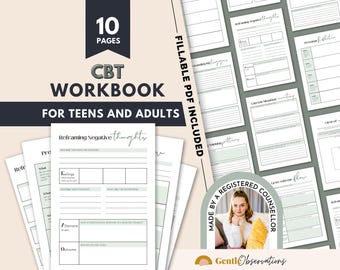 Feuilles de travail de TCC à remplir, feuilles de travail de thérapie, soulagement de l'anxiété, feuilles de thérapie, outil de psychologie, formulaires de bureau de thérapie, cahier d'exercices de TCC, outil LMFT