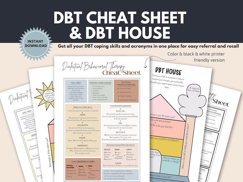 DBT Therapy Mega Bundle, Worksheets, Flashcards, Journal (Digital Download) image 5