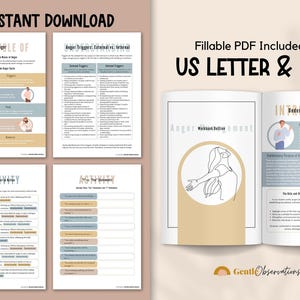 This anger management workbook is an instant download available in a fillable PDF, US letter and A4