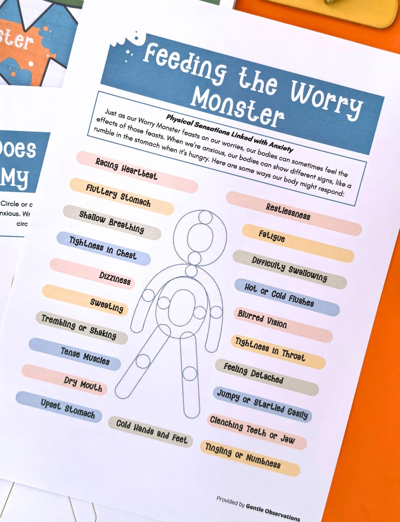 Cuaderno de ejercicios para la ansiedad infantil "El Monstruo de la Preocupación", Cuaderno de ejercicios para la ansiedad infantil en el ámbito de la orientación escolar, Habilidades para afrontar la ansiedad infantil en rincones tranquilos. imagen 9