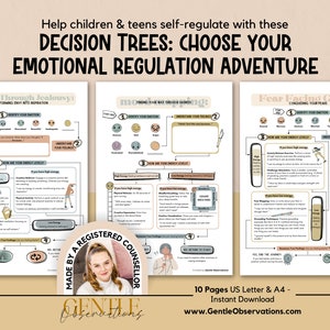 Decision Trees: Emotional Regulation Game for Teens and Children, Art Therapy Worksheets, Coping Skills, Mindfulness, Identifying Emotions
