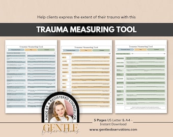 Herramienta de comunicación de traumas complejos y evaluación de terapia de trauma para asesoramiento, hojas de trabajo para el procesamiento del TEPT complejo y hojas de trabajo para la reacción al trauma.