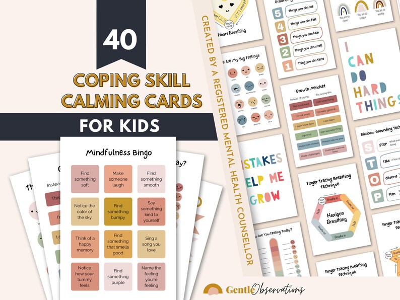 Anxiety, Depression, PTSD/Trauma and Kids Coping Skills Cards Bundle, DBT Skills, CBT Techniques, Breathing Scripts, Cognitive Distortions image 8