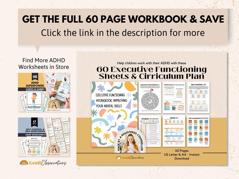 Kids Time Management Worksheets, ADHD Worksheets, ADHD Planner, Executive Functioning Skills, Social-Emotional Learning, School Counselor image 6