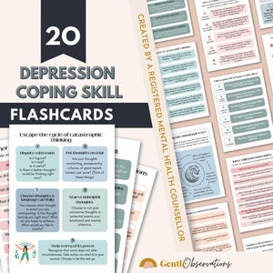 Anxiety, Depression, PTSD/Trauma and Kids Coping Skills Cards Bundle, DBT Skills, CBT Techniques, Breathing Scripts, Cognitive Distortions image 6
