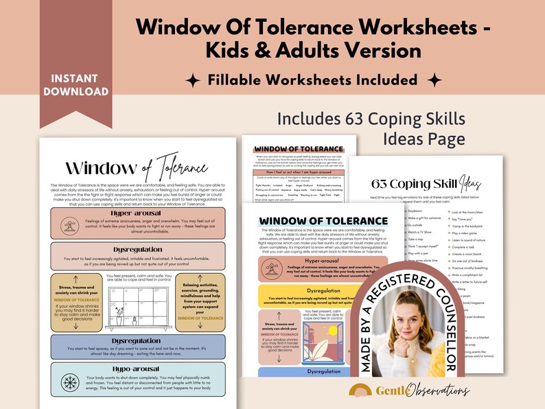 Trauma Therapy Worksheets Bundle, PTSD, Coping Skills (Digital Download) image 4