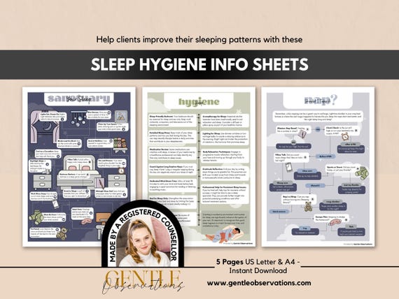 Sleep Hygiene Psychoeducational Handouts, "Should I Take A Nap?" Map, Sleep Hygiene Coping Skills, Sleep Hygiene Infographic, Sleep Routines