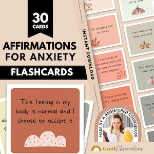 Tarjetas didácticas para afrontar la ansiedad, consejero escolar, alivio de la ansiedad, habilidades de afrontamiento, tarjetas para afrontar el pánico, consultorio de terapia, terapia cognitivo conductual, psicólogo