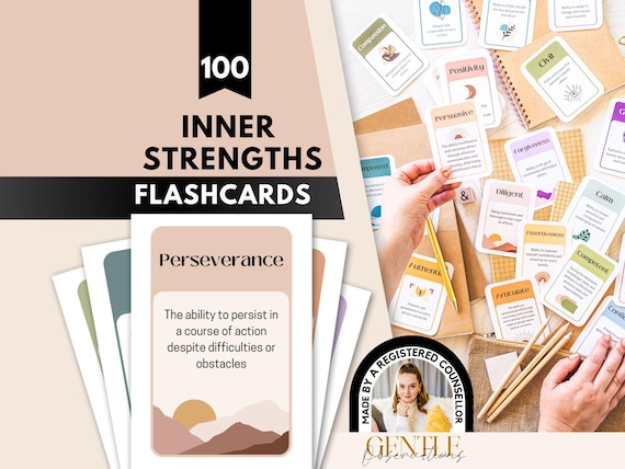Strengths Based Cards Inner Strength Worksheets Self-Esteem Tool Resilience Worksheets Personal Growth Group Therapy Activity Teen CBT Tool
