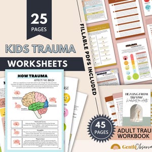 Trauma Therapy Worksheets Bundle, PTSD, Coping Skills (Digital Download) image 5
