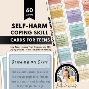 Tarjetas de estrategias de afrontamiento de la autolesión para adolescentes - Apoyo para la depresión y la ansiedad