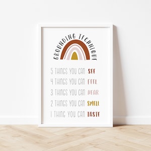 5 4 3 2 1 Grounding Technique, Digital Poster, Grounding Exercise Print, Coping Skill, School Counselor, Therapist Room, Psychologist Decor
