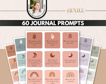 Journaling Prompt Cards, 60 Reflection Cards, Therapy Tool (Digital Download)