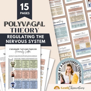 Polyvagal Theory Cheatsheet for Nervous System Regulation, Polyvagal Theory Ladder, Window of Tolerance, Somatic Therapy, PTSD Therapy Tools