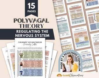 Polyvagal Theory Cheatsheet for Nervous System Regulation, Polyvagal Theory Ladder, Window of Tolerance, Somatic Therapy, PTSD Therapy Tools