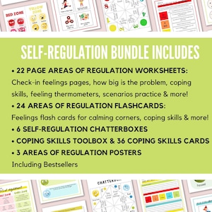 Zones of Regulation Bundle, Bulletin Board, Calming Corner Kit, Coping Skills Bundle for School Counselor Decor, Emotional Regulation, SEL image 2