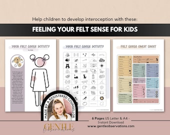 Felt Senses voor kinderen identificeren: werkbladen somatische therapie, sensorisch bewustzijn en verwerking, sensorische taalactiviteiten, interoceptie