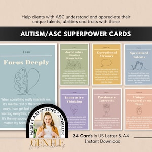 Autism Superpower Coping Skill Affirmation Flashcards, ASC Therapy Tool, Strength Based ASC Cards, School Counselor Office, Social Worker