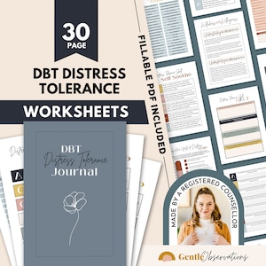 DBT Workbook, Distress Tolerance, DBT Journal, DBT Cheat Sheet, Therapy Worksheets, Units of Distress Scale, Anxiety Relief Tool, Psychology