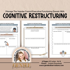 Cognitive Restructuring for ADHD: CBT Worksheets, ADHD for Teens & Adults, Thinking Traps, Impulse Control, Executive Functioning Worksheets