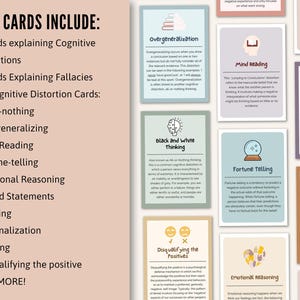 Cognitive Distortion Worksheets, Thinking Errors Flashcards, Unhelpful Thinking Patterns Workbook, CBT Worksheets, CBT Therapy, Anxiety Tool image 7
