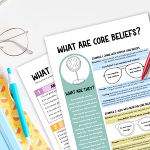 Teen Mental Health Self-esteem Workbook and Worksheets for School Counseling & Group Therapy, Core Beliefs, Boundaries Workbook, Self-Love image 3