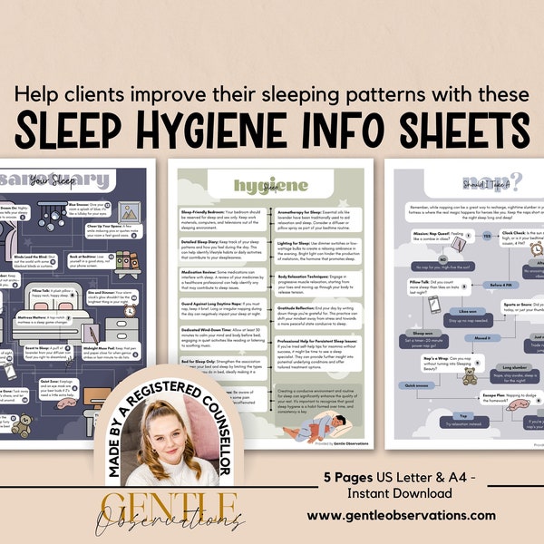 Sleep Hygiene Psychoeducational Handouts, "Should I Take A Nap?" Map, Sleep Hygiene Coping Skills, Sleep Hygiene Infographic, Sleep Routines