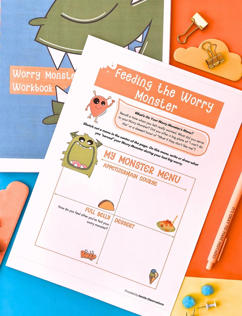 Cuaderno de ejercicios para la ansiedad infantil "El Monstruo de la Preocupación", Cuaderno de ejercicios para la ansiedad infantil en el ámbito de la orientación escolar, Habilidades para afrontar la ansiedad infantil en rincones tranquilos. imagen 8
