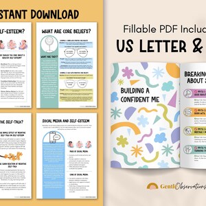 Cuaderno de ejercicios de autoestima y salud mental para adolescentes, hojas de trabajo para orientación escolar y terapia de grupo, libro de ejercicios sobre creencias fundamentales y límites, amor propio. imagen 15