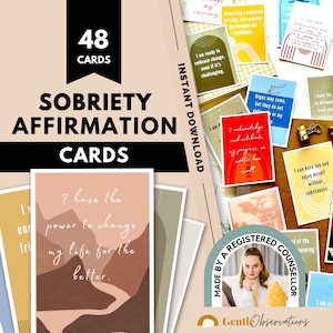 Nüchternheit Affirmationskarten für Suchtbehandlung, Suchthilfe, Suchthilfe