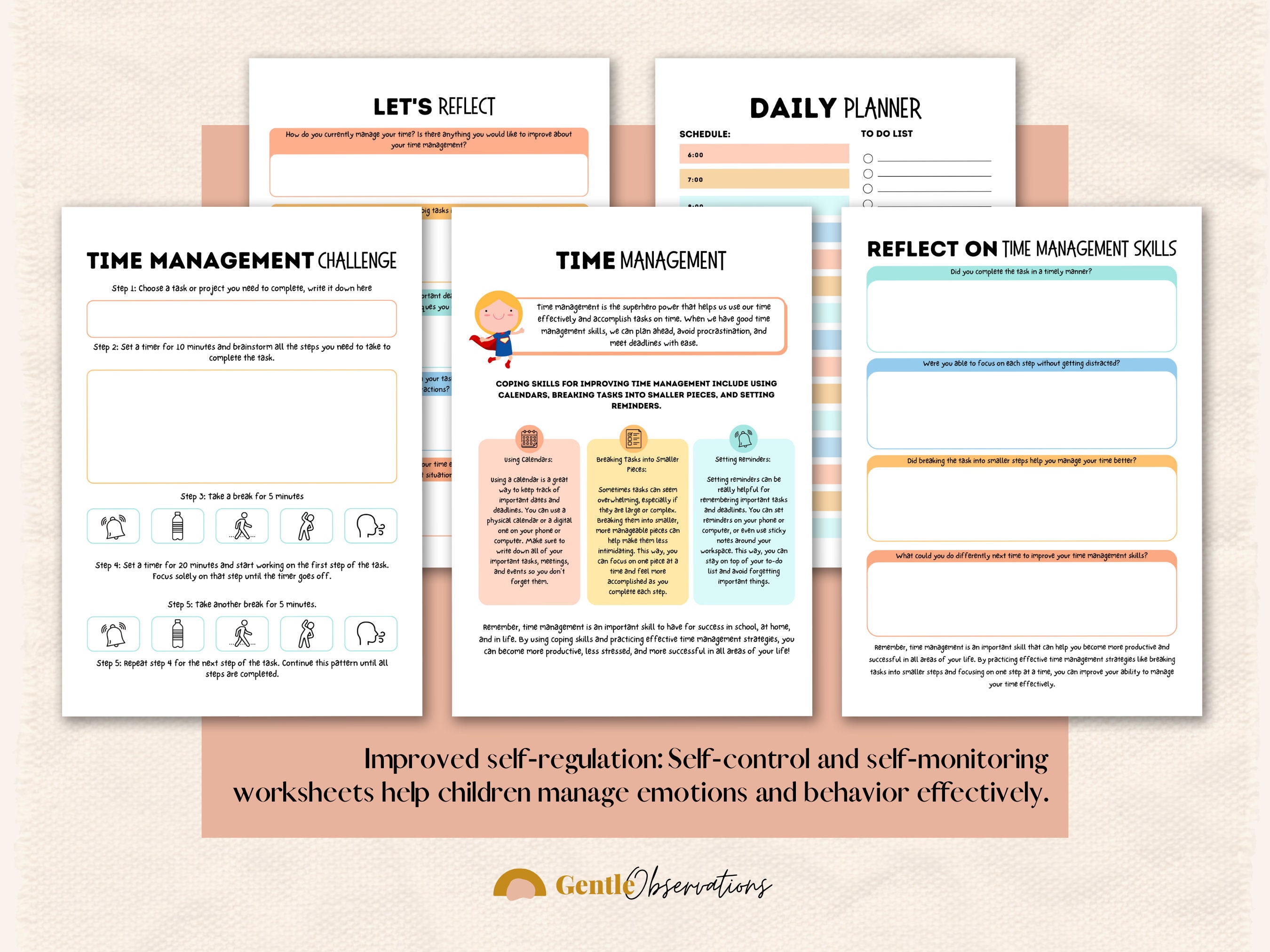 Kids Time Management Worksheets, ADHD Worksheets, ADHD Planner ...