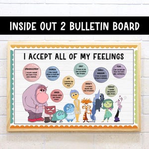 Inside Out 2 Bulletin Board Kit for School Counselors, Classroom Bulletin Board Decor, Social Emotional Learning, Coping Skills Therapy Tool