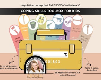 Coping Skills Toolbox for Kids Calming Corners and School Counseling Therapy Sessions, Classroom Management, Anxiety & Depression Kids Tool