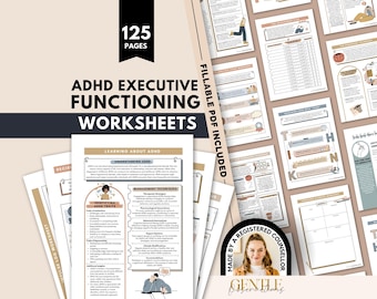 Executive Functioning ADHD Workbook for Adults and ADHD Teens, ADHD Planner & Worksheets, Organization, Procrastination, Emotional Control