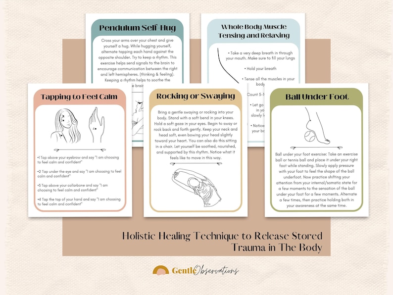Somatic Therapy Cards: Nervous System Coping Skills (Instant Download) image 3