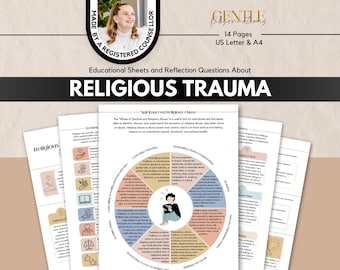 Religious Trauma Educational Worksheets and Reflection Questions, Trauma Coping Skills, Trauma Therapy Worksheets, Power and Control Wheel
