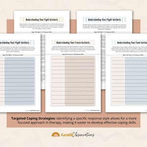 Signs of Fight Flight Freeze and Fawn Response Worksheets for ...