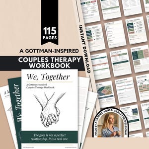 Cahier d'exercices de thérapie de couple selon la méthode Gottman, outil imprimable de conseil conjugal et de résolution des conflits.