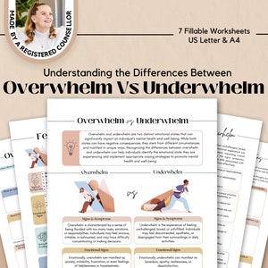 Overwhelm vs Underwhelm Coping Skill Worksheets for Stress Management, Anxiety Relief, Task Management & Boundary Setting | Therapy Office