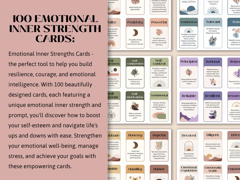 Strengths Based Cards Inner Strength Worksheets Selfesteem Etsy