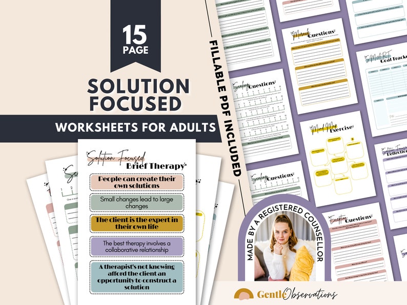 Solution Focused Therapy Worksheets, SFBT Coping Skills (fillable PDF ...