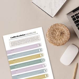 Conflict Resolution Psychoeducational Sheets and Coping Skills for Managing Difficult Conversations, Relationship Worksheets, Couples Sheets image 3