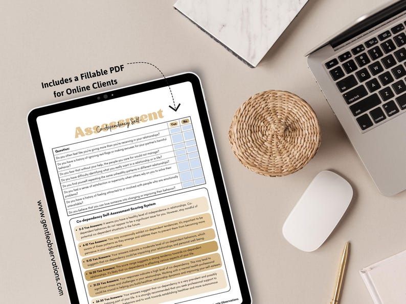 Codependent Relationships Self-Assessment for Identifying Codependent Behaviors and Traits, Codependency Therapy Worksheets, Self-Awareness image 6