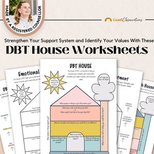 Hojas de trabajo de TCD para el desarrollo personal, desarrollo de la autoestima y mentalidad de crecimiento, decoración de consultorios de terapia, habilidades de TCD, ayuda para personas con trastorno límite de la personalidad, ayuda para planes de crisis