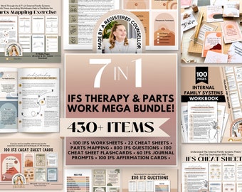 IFS Bundle, Internal Family Systems Worksheets, IFS Cheat Sheets, Parts Mapping Exercise, Parts Work, Therapy Questions, IFS Flashcards