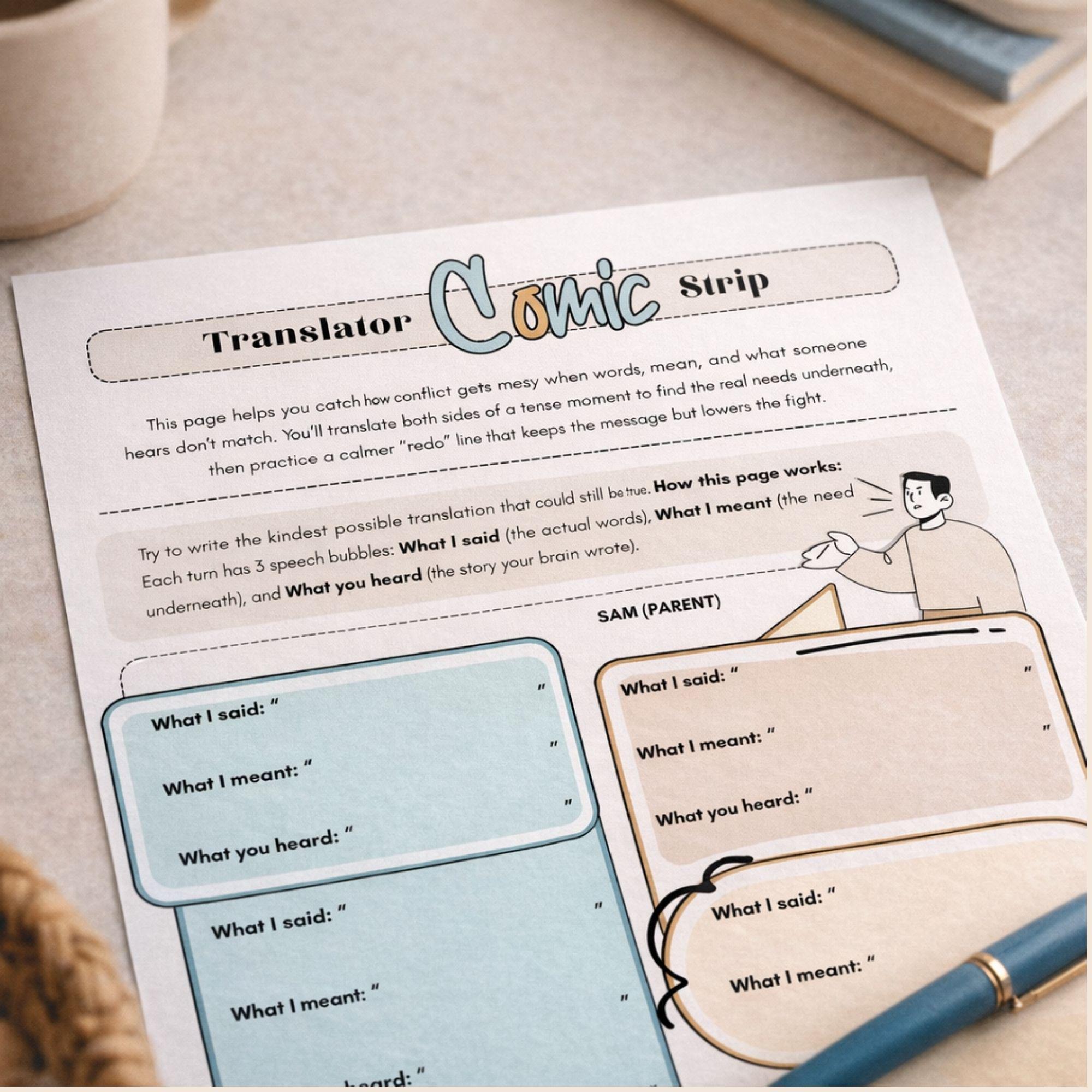 Parent and Teen Family Conflict Worksheets for Positive Communication ...