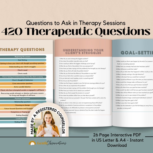 Therapy Questions, Counseling Session Questions, Open-ended Conversation Starters, Therapy Cheat Sheet, Clinical Notes, Intake Session Forms